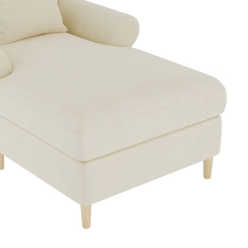 Fauteuil Lounge 1 Place Grande Taille Avec Coussin Rembourré, Velours Confortable, Beige