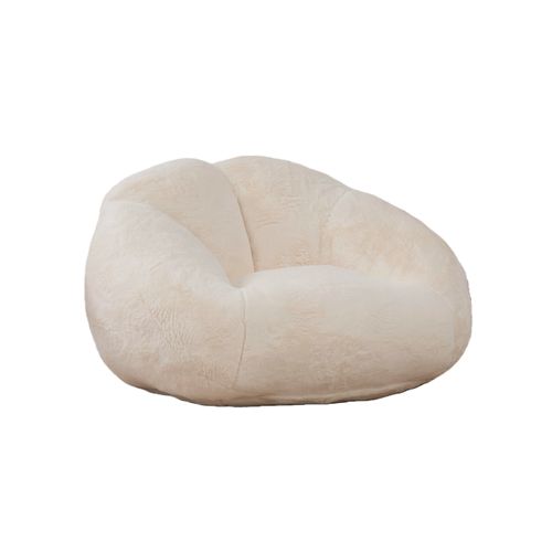 Fauteuil Poire - Mousse à Mémoire De Forme Et Base Antidérapante - En Fausse Fourrure - Beige