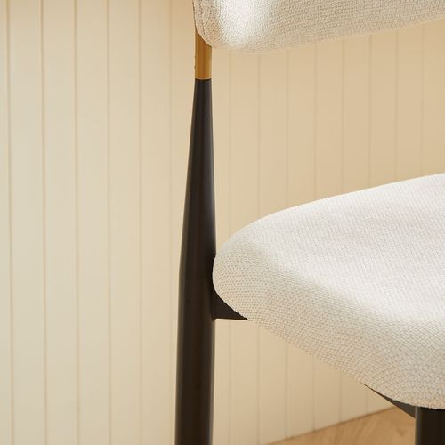 Chaise De Bar Lot De 2, Dossier Courbé, Design Moderne, Hautes Cuisine, Tissu Et Métal, Beige