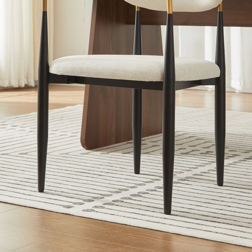 Chaise Salle à Manger Lot De 2, Assise Confortable, Salon/cuisine, Structure Métal, Tissu Beige