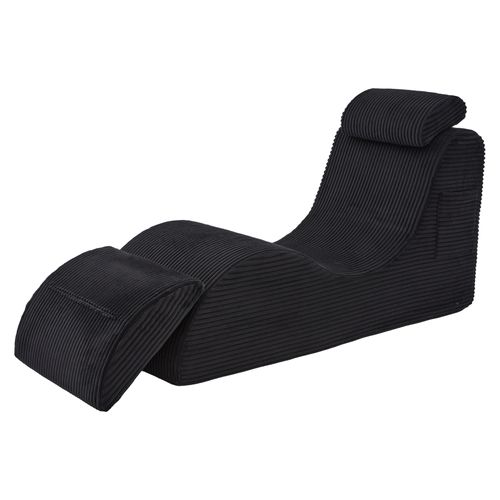 Fauteuil Lounge Avec Coussin Amovible Et Poche Latérale, Ergonomique, Velours Côtelé, Noir