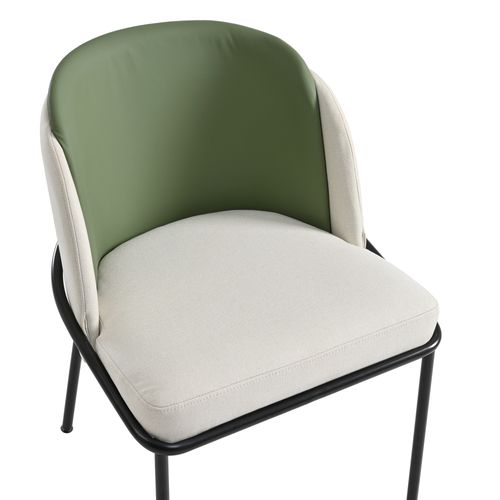 Lot De 2 Chaises De Salle à Manger, Pieds Inclinés Réglables, Confortable, Cuir Pvc Beige Et Vert