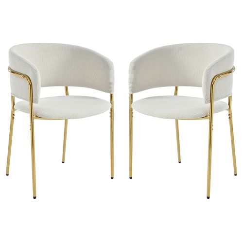 Lot De 2 Chaises De Salle à Manger, Pieds Inclinés Ajustables, Confortable, Velours Côtelé Beige