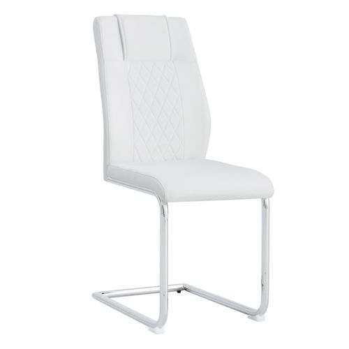 Chaise De Salle à Manger Lot De 4, Dossier Ajouré, Scandinave, Pieds Métal Antidérapants, Blanc