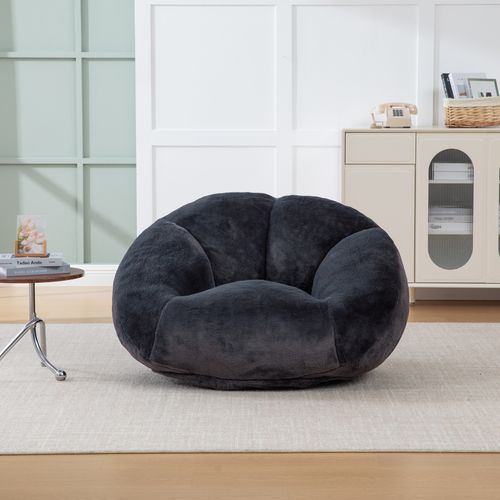 Fauteuil Poire - Mousse à Mémoire De Forme Et Base Antidérapante - En Fausse Fourrure - Noir