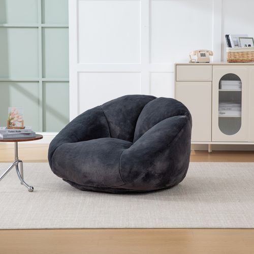 Fauteuil Poire - Mousse à Mémoire De Forme Et Base Antidérapante - En Fausse Fourrure - Noir