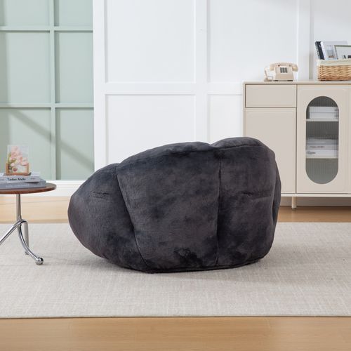 Fauteuil Poire - Mousse à Mémoire De Forme Et Base Antidérapante - En Fausse Fourrure - Noir