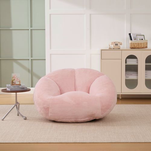 Fauteuil Poire - Mousse à Mémoire De Forme Et Base Antidérapante - En Fausse Fourrure - Rose