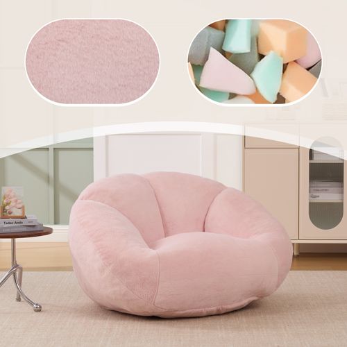 Fauteuil Poire - Mousse à Mémoire De Forme Et Base Antidérapante - En Fausse Fourrure - Rose