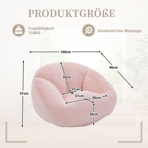 Fauteuil Poire - Mousse à Mémoire De Forme Et Base Antidérapante - En Fausse Fourrure - Rose
