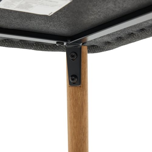 Tabouret De Bar Lot De 2, Dossier Haut, Accoudoirs, Assise Confortable, Pieds Bois, Lin Noir