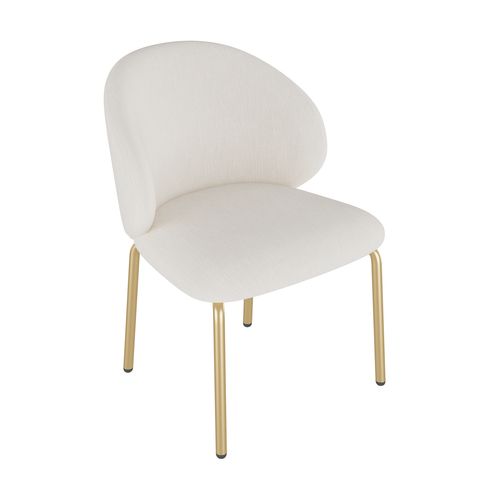 Chaise De Salle à Manger - Lot De 2 Avec Assise En Chenille Et Pieds Métalliques Dorés - Beige