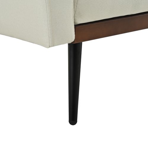 Canapé Convertible 2 Places, Dossier 5 Positions, Accoudoirs Fixes, Lin Mélangé, Pieds Métal, Beige