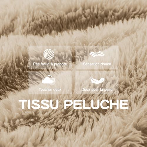 Canapé Compressé 3 Places Avec 3 Poufs, Tissu Peluche, Kaki