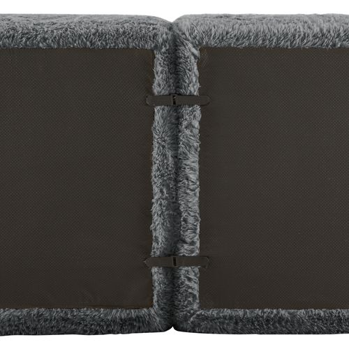 Canapé Droit Moelleuse 4 Places, Mousse Haute Résilience, Sans Montage, Coussins, Peluche, Gris