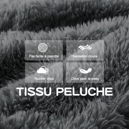 Canapé Compressé 2 Places Avec 2 Poufs, Peluche, Gris