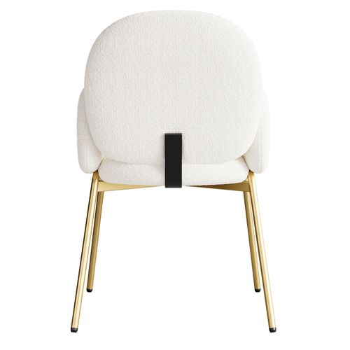Chaise De Salle à Manger Lot De 4, Assise Confortable, Pieds Métal Doré, Tissu Teddy Beige