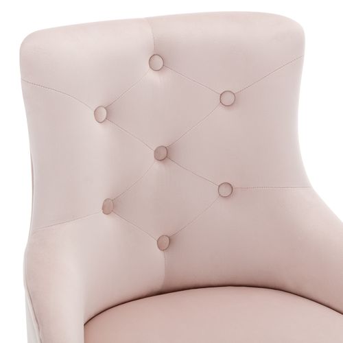 Lot De 2 Chaises 58.5x54.5x87.5 Cm, Dossier Doux à Boutons, Ressorts En S, Pieds Métal, Velours Rose