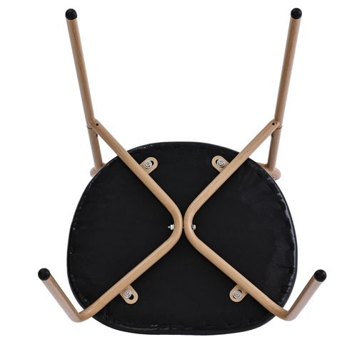 Lot De 4 Chaises De Salle à Manger 48x46x80 Cm, Dossier Rotin, Assise Pu, Pieds Métal, Noir+brun