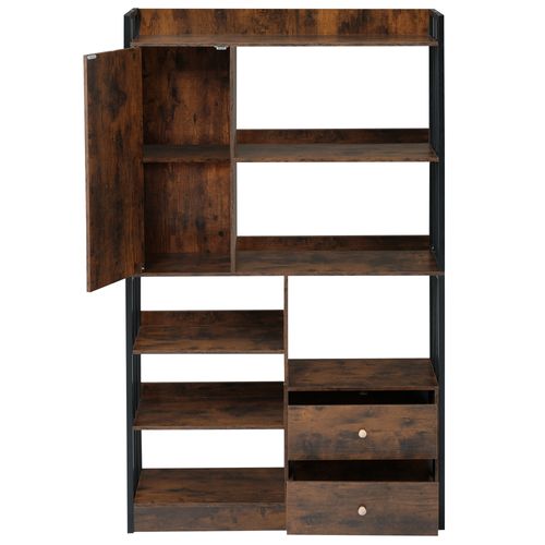 Etagères, Rangements Avec Porte Et 2 Tiroirs, Panneaux De Particules, Brun+noir