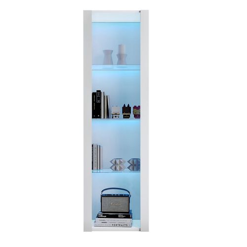 Vitrine , 4 Niches, LED, Design Simple, Aggloméré, Blanc