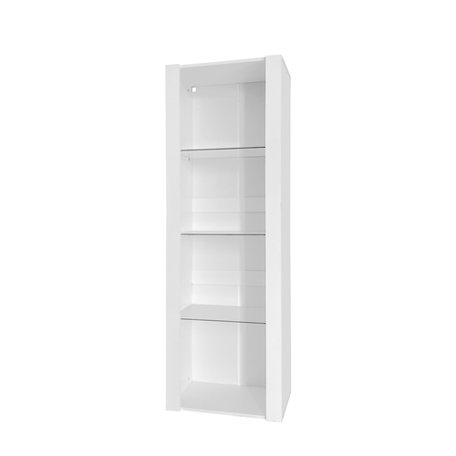 Vitrine , 4 Niches, LED, Design Simple, Aggloméré, Blanc