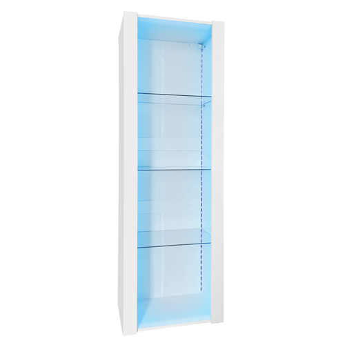 Vitrine , 4 Niches, LED, Design Simple, Aggloméré, Blanc