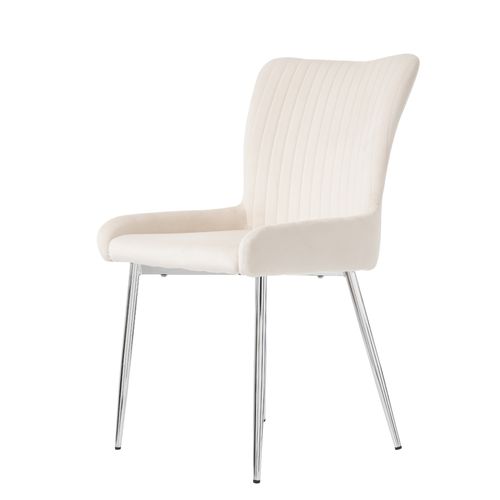 Lot De 4 Chaises De Salle à Manger 58x47x85 Cm, Dossier Lombaire, Pieds Métal, Velours, Beige