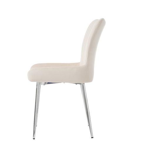 Lot De 4 Chaises De Salle à Manger 58x47x85 Cm, Dossier Lombaire, Pieds Métal, Velours, Beige