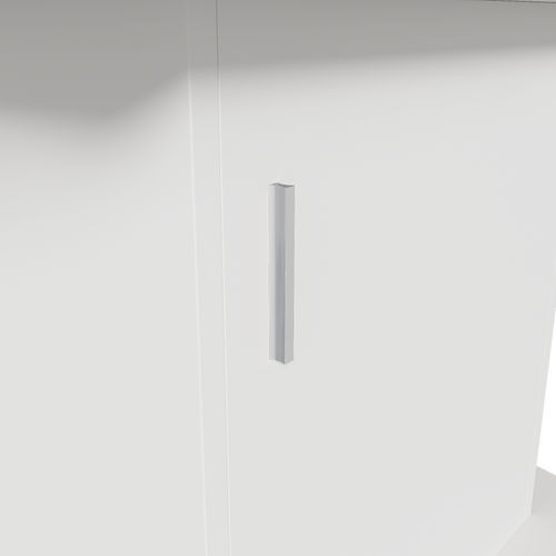 Table Extensible 110/130x70x75 Cm, 1 Porte Avec 2 Rangement, Panneau De Particules, Blanc Et Argenté