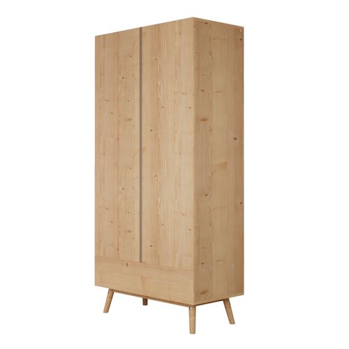 Armoire 90x45x183 Cm, 3 Portes, Tringle, Panneaux De Particules, Pe Rotin, Couleur Bois