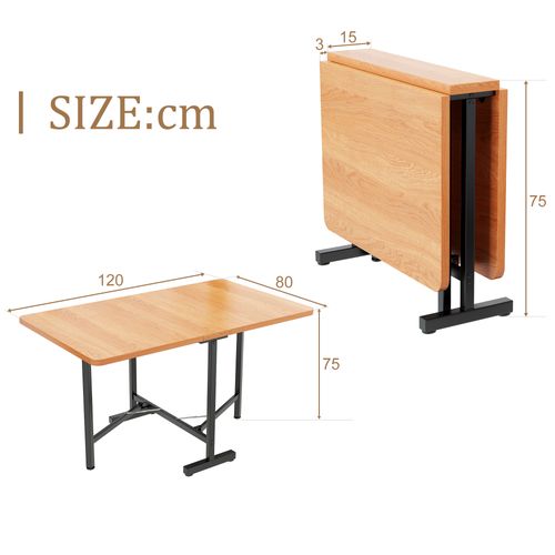 Table Extensible 120x80x75 Cm, Plateau Pliable Gain De Place, Mdf, Couleur Chêne Blanc Américain