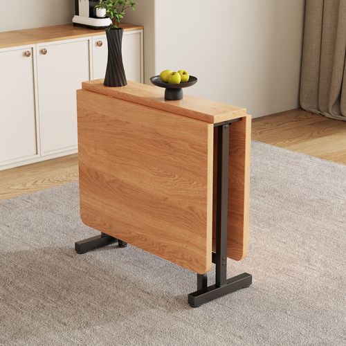 Table Extensible 120x80x75 Cm, Plateau Pliable Gain De Place, Mdf, Couleur Chêne Blanc Américain