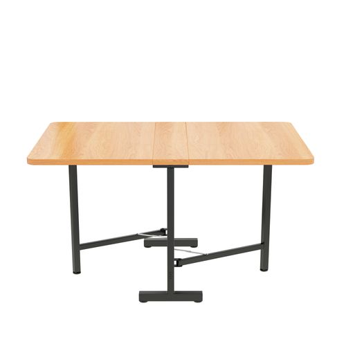 Table Extensible 120x80x75 Cm, Plateau Pliable Gain De Place, Mdf, Couleur Chêne Blanc Américain