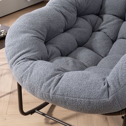 Fauteuil à Bascule 111x94,5x80 Cm, Grand Confort, Rotin Synthétique, Structure Acier, Gris