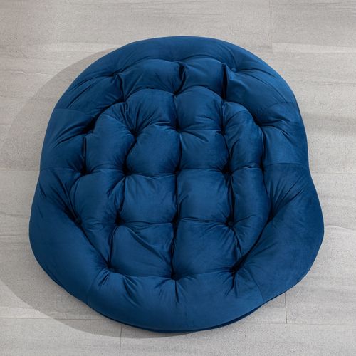 Fauteuil à Bascule 111x94.5x80 Cm, Grande Taille Ergonomique, Rotin Synthétique, Acier, Bleu Marine