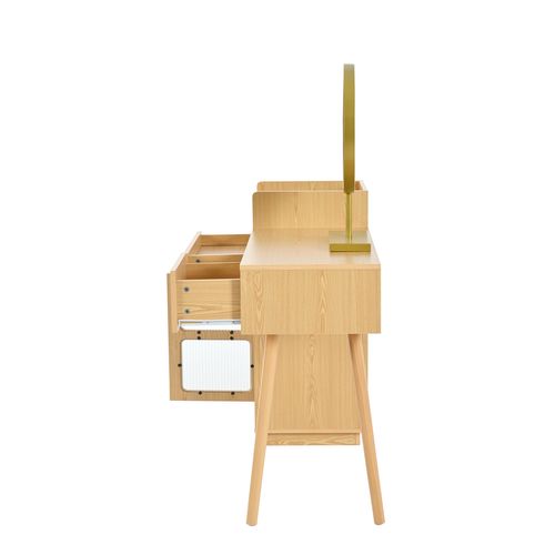 Coiffeuse 120x40x90 Cm, Miroir à LED Réglable, 3 Tiroirs, 3 Niches, Panneaux Particules E1, Bois