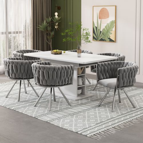 Lot De 2 Fauteuil Contemporain 59x54x72 Cm, Pivotant à 360°, Pieds En Acier Argenté, Velours Gris