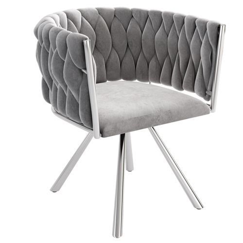 Lot De 2 Fauteuil Contemporain 59x54x72 Cm, Pivotant à 360°, Pieds En Acier Argenté, Velours Gris
