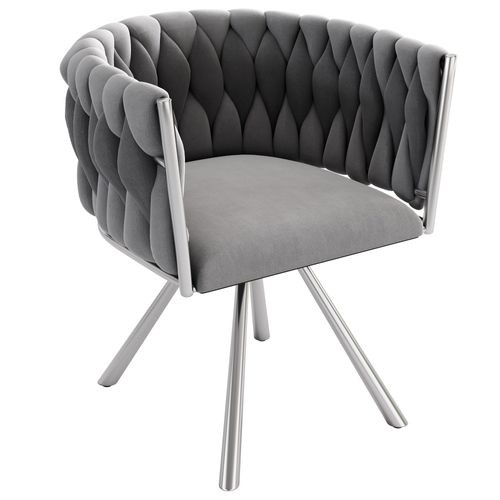 Lot De 2 Fauteuil Contemporain 59x54x72 Cm, Pivotant à 360°, Pieds En Acier Argenté, Velours Gris