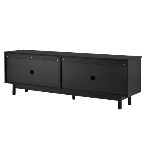 Meuble TV175cm, Bas à Poser, Avec Passe-câble, Porte à Ouverture Par Pression, Aggloméré+mdf, Noir