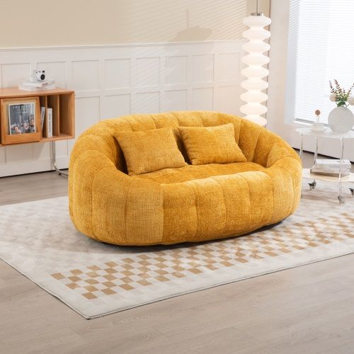 Fauteuil Poire 144.93x95x62.99 Cm, Grand Siège Relax à Mousse Mémoire, Chenille, Couleur Jaune