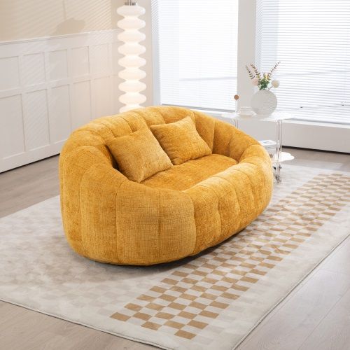 Fauteuil Poire 144.93x95x62.99 Cm, Grand Siège Relax à Mousse Mémoire, Chenille, Couleur Jaune