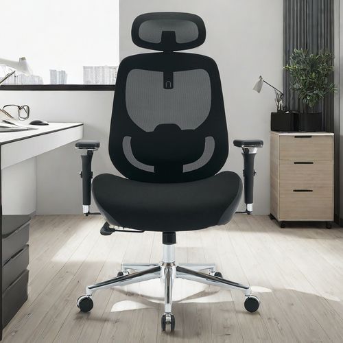 Fauteuil De Bureau 75.95x59.94x133.1cm, Dossier En Mesh, Accoudoir 4d, Inclinaison 120°, Noir