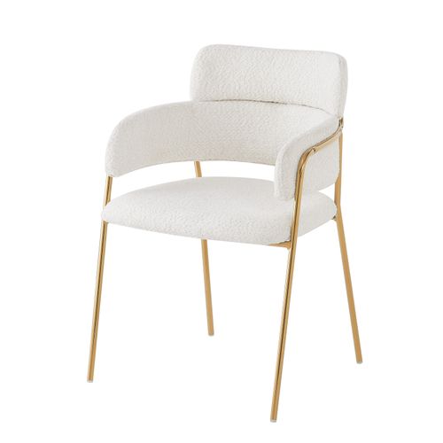 Lot 2 Chaises Salle à Manger 54x54x77 Cm, Ergonomiques, Tissu Et Métal, Beige+doré