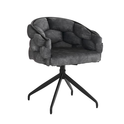 Lot De 2 Chaises Pivotantes 61x59x77,5 Cm, Rotation 360 Degrés, Dossier, Velours Et Métal, Gris