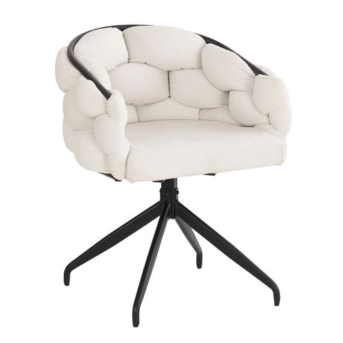 Lot De 2 Chaises Pivotantes 61x59x77,5 Cm, Rotation 360 Degrés, Assise Velours, Métal, Beige