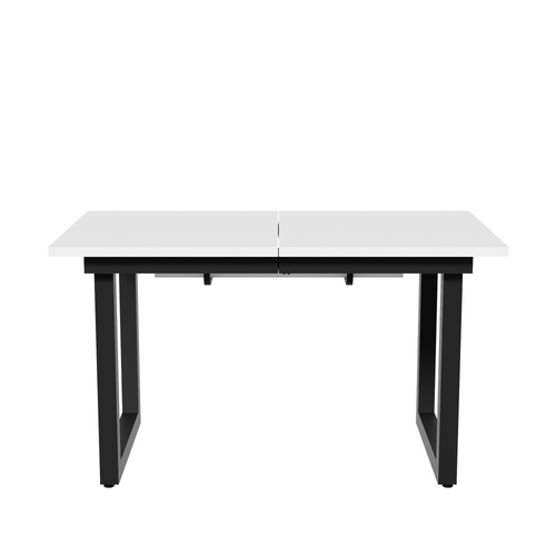 Table Extensible 140/180x80x75 Cm, Style Industriel, Structure Métal, Plateau Mdf, Blanc Et Noir