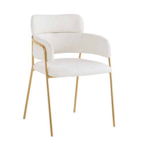 Lot 4 Chaise De Salle à Manger 54x54x77 Cm, Pieds Dorés, Structure Métal, Tissu Beige, Beige+doré