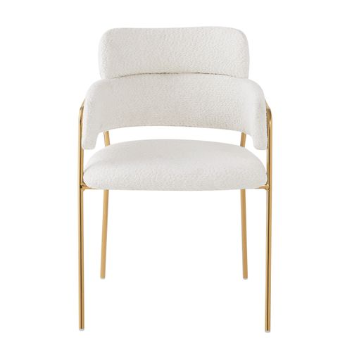 Lot 4 Chaise De Salle à Manger 54x54x77 Cm, Pieds Dorés, Structure Métal, Tissu Beige, Beige+doré